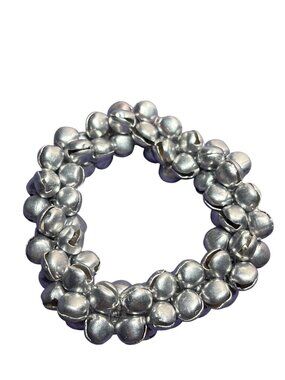 Vintage Silvertone Jingle Bells Stretchy Bracelet 5.25 inches Unstretched